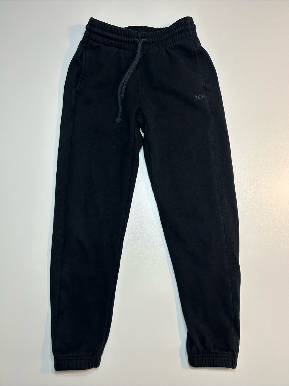 Aritzia Tna Cozy Fleece Boyfriend Jogger Black Ribbed Side Panel Sweatpants
